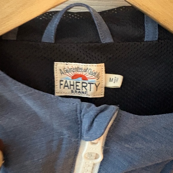Faherty men’s navy surf stripe zip jacket size medium with hood - Picture 3 of 14